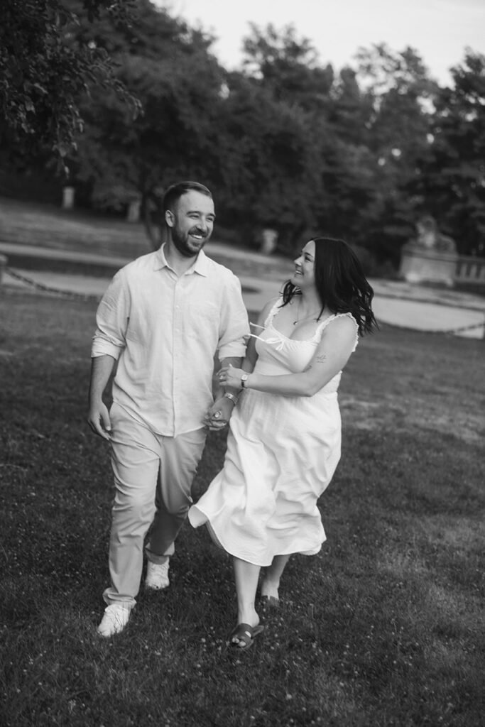 Lexi and Ty walking together through Lake Park in Milwaukee