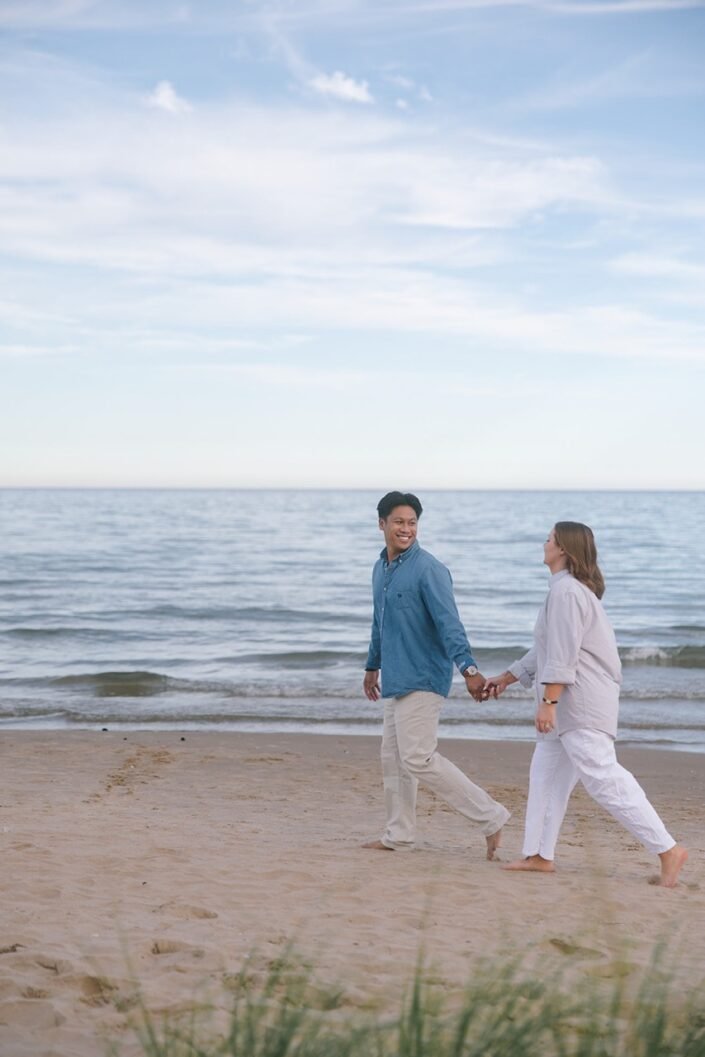 Nick and Katharine walking through the dunes at Kohler-Andrae State Park.