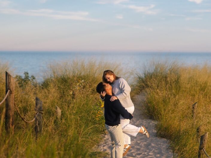 Golden Hour Engagement Session at Kohler-Andrae State Park
