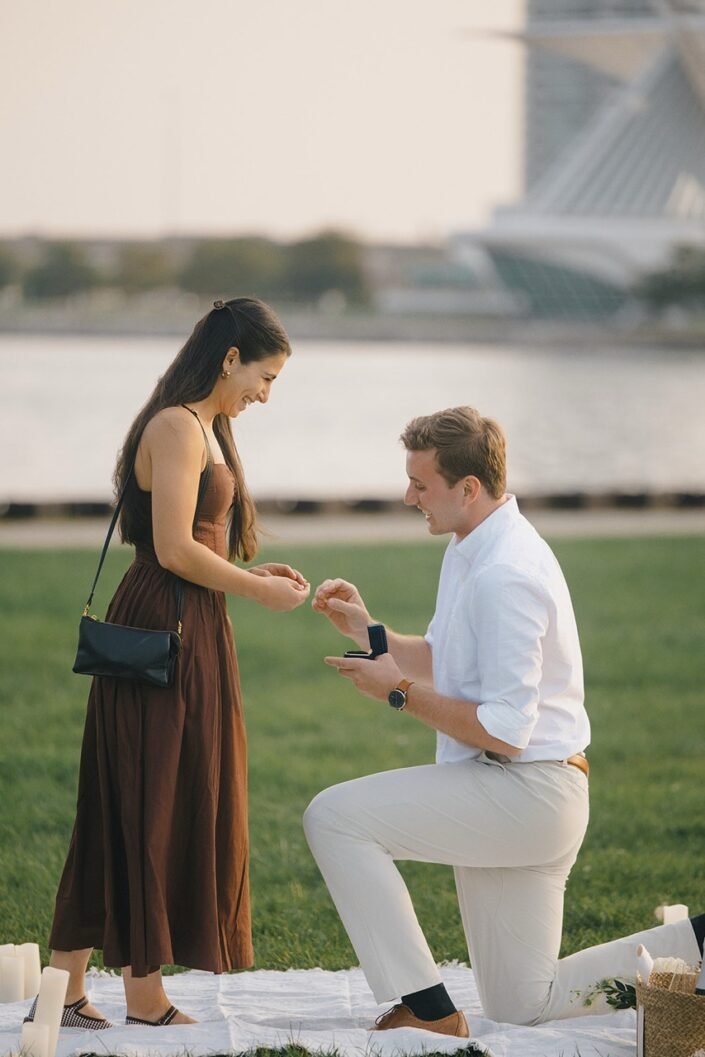 Charlie proposing to Darya at Veterans Park in Milwaukee Charlie proposing to Darya at Veterans Park in Milwaukee