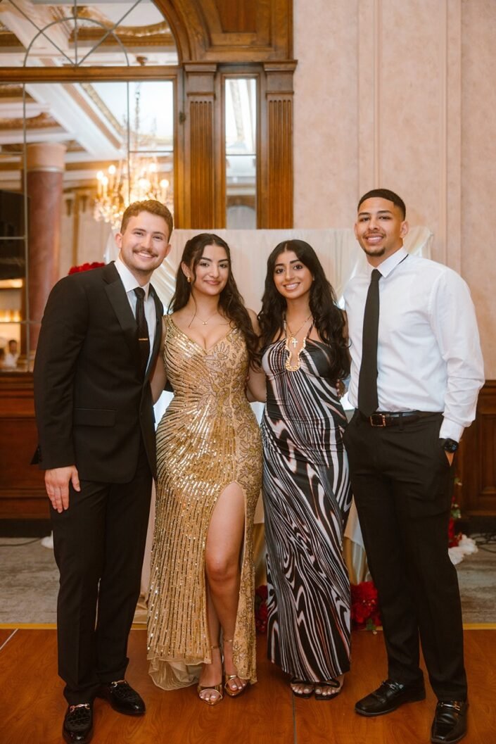 Olivia and Egor with family at their Milwaukee engagement party
